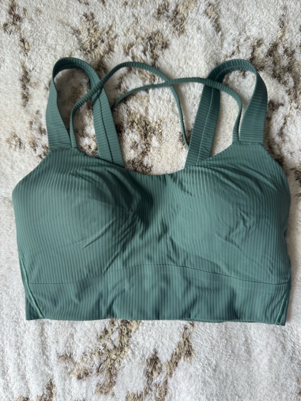 Lululemon Double-Strap Ribbed like a cloud sports bra in green. - Picture 2 of 3